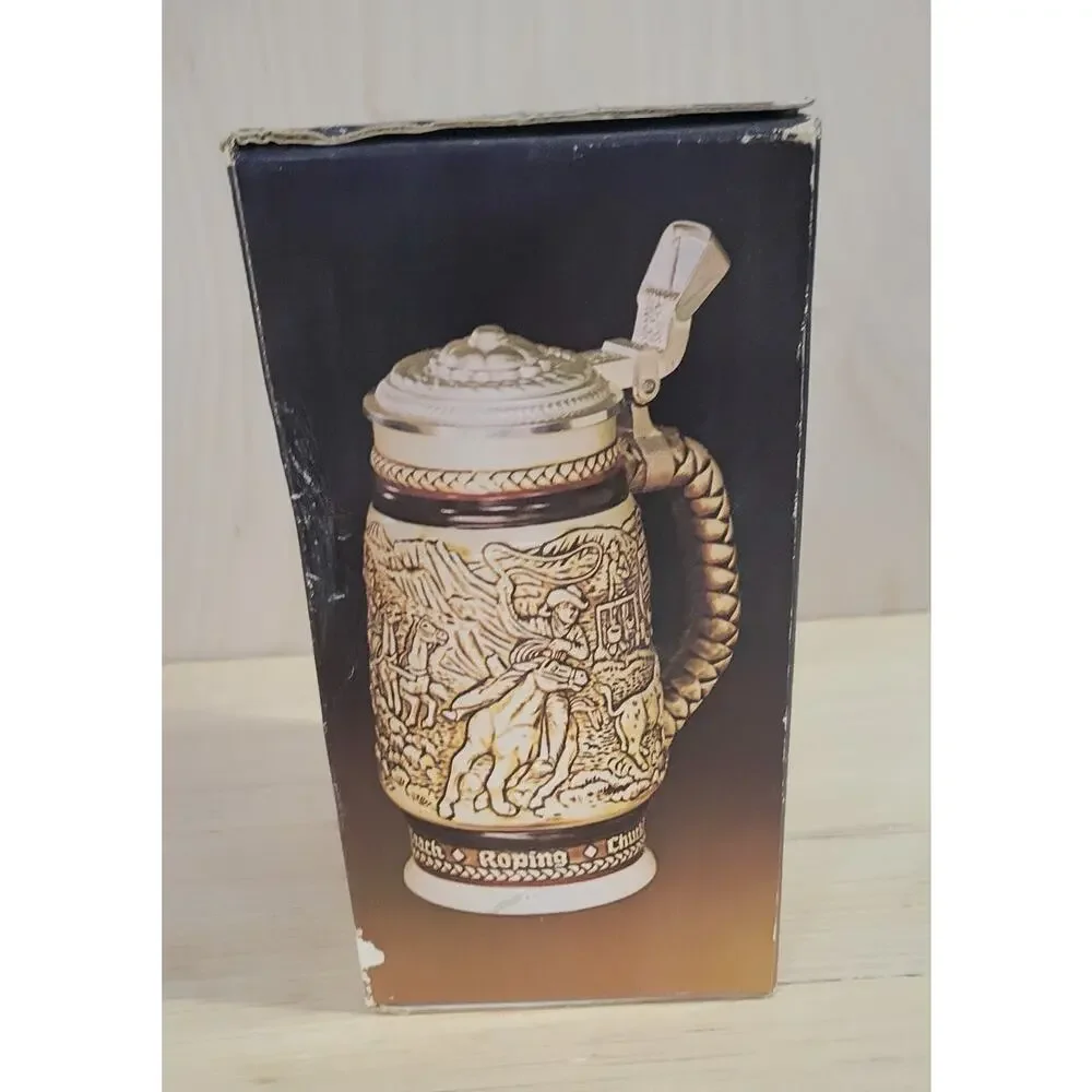 Avon Western Round-Up Ceramic Stein with Wild Country Cologne 1980 Vintage Beer